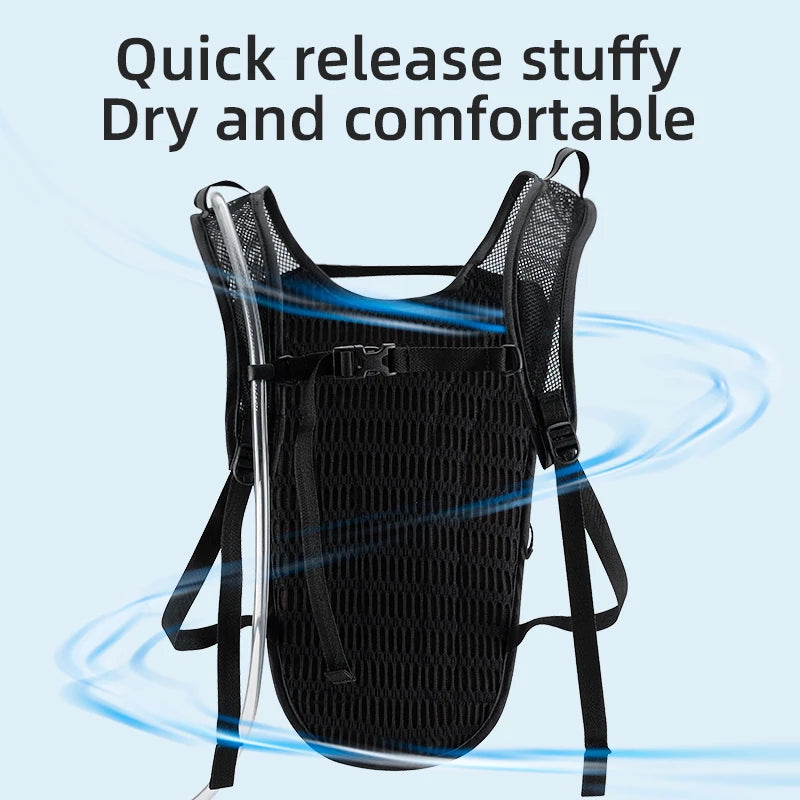 2L Hydration Backpack Water Bladder Reservoir Running Vest Reflective Cycling Hiking Riding Water Bag Black