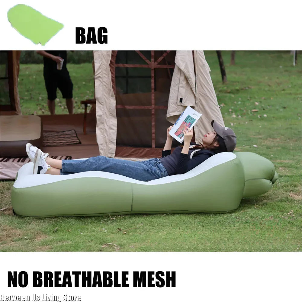 Inflatable Sofa Bed Extra Wide Non-Roll Air Lounger with Mesh Centre 190 x 70 x 55 cm