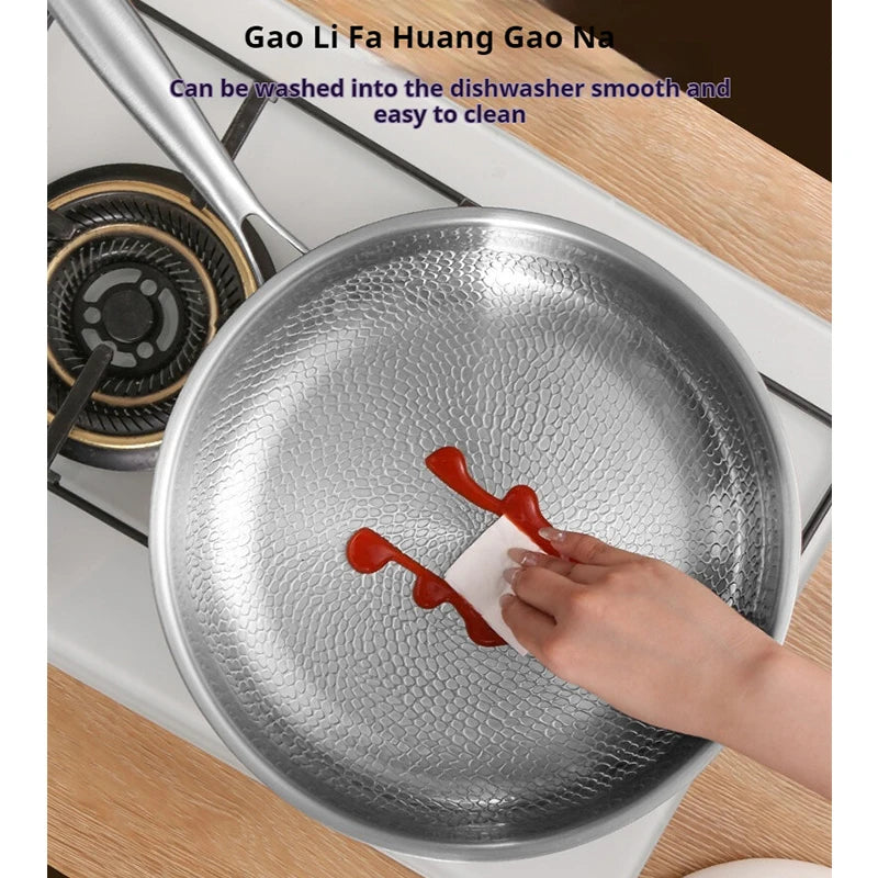 26cm Pure Titanium Frying Pan Non Stick Uncoated Fish Scale Hammer Pattern Titanium Alloy Cookware Kitchen Skillet