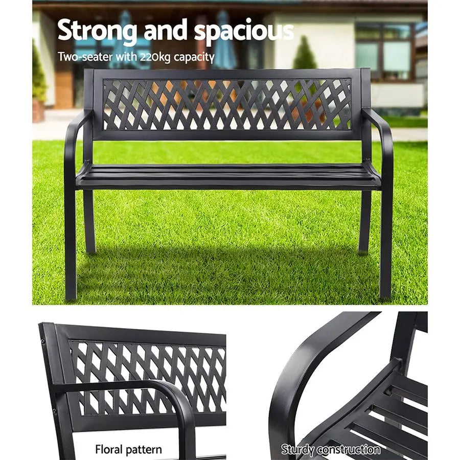 Garden Bench Outdoor Patio Bench Yard Bench 119cm Lounge and Dining Bench for Patio, Porch & Backyard Black 119x52x75.5