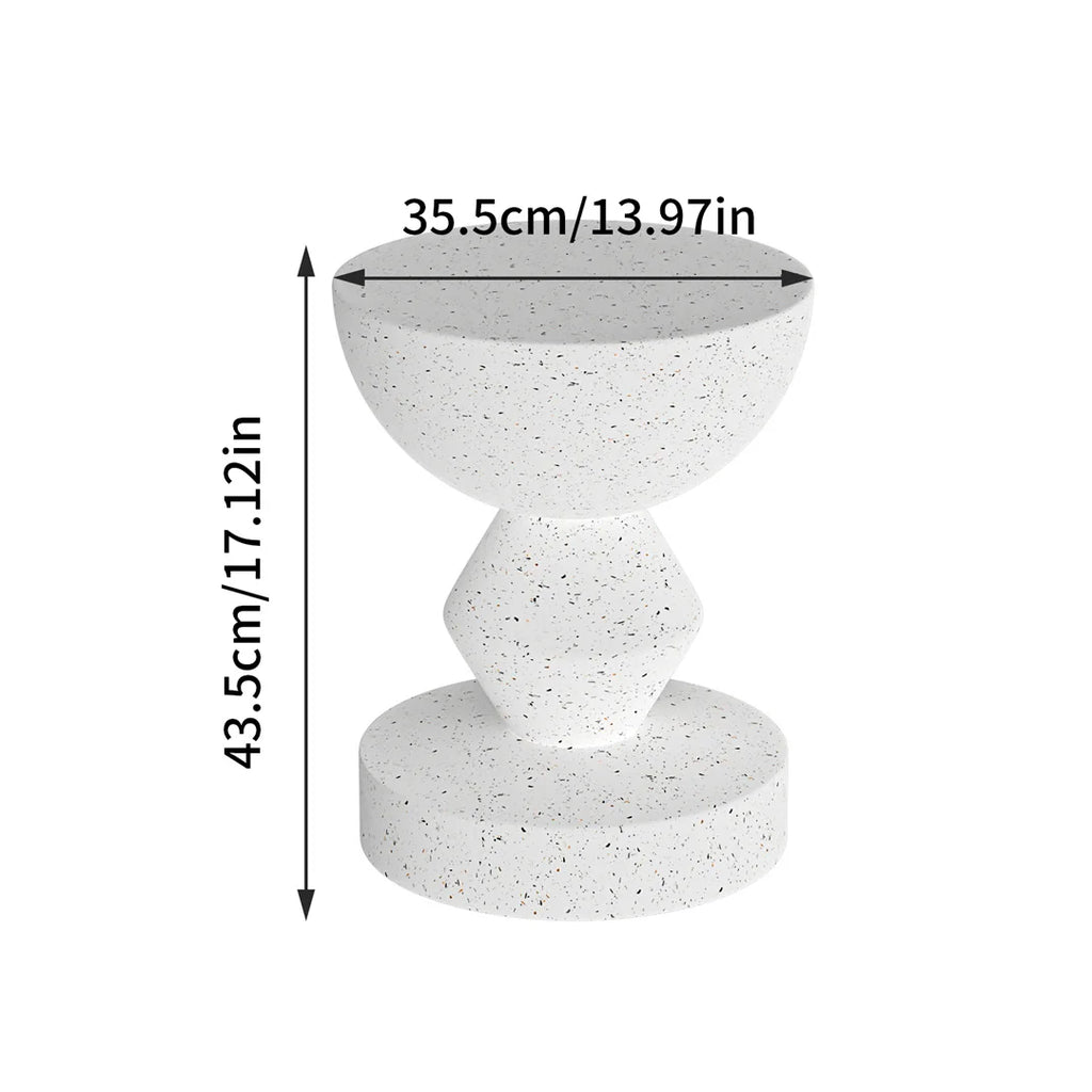 Concrete Side Table 35.5x43.5cm Lightweight Indoor Outdoor Accent Stool White End Table