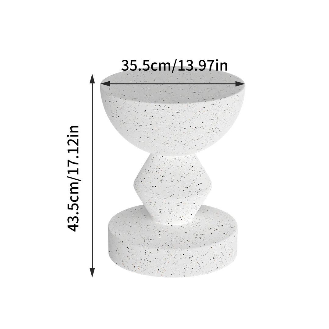 Concrete Side Table 35.5x43.5cm Lightweight Indoor Outdoor Accent Stool White End Table