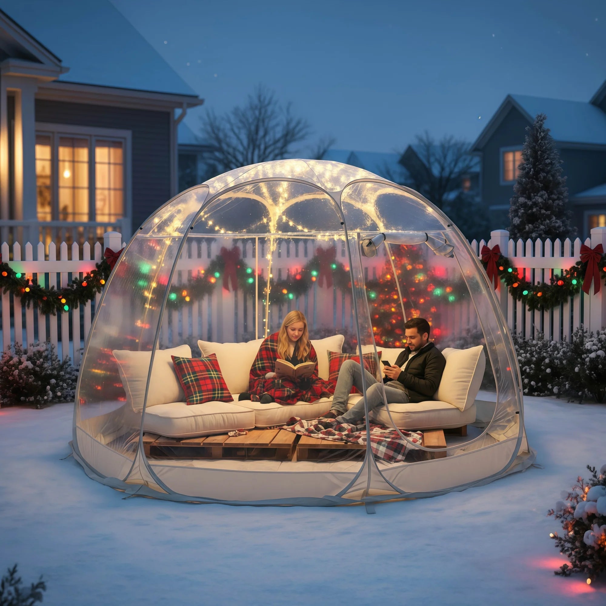 Pop Up Bubble Tent 180x180x195cm Weatherproof Outdoor Screen House Camping Pod Patio Shelter Beige