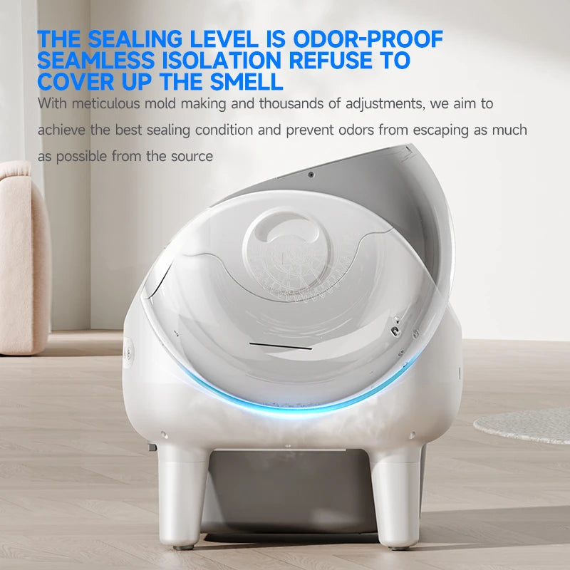 10L Automatic Cat Litter Box Smart App Control Self Cleaning Pet Toilet Odor Control Easy Clean Cat Litter Tray White