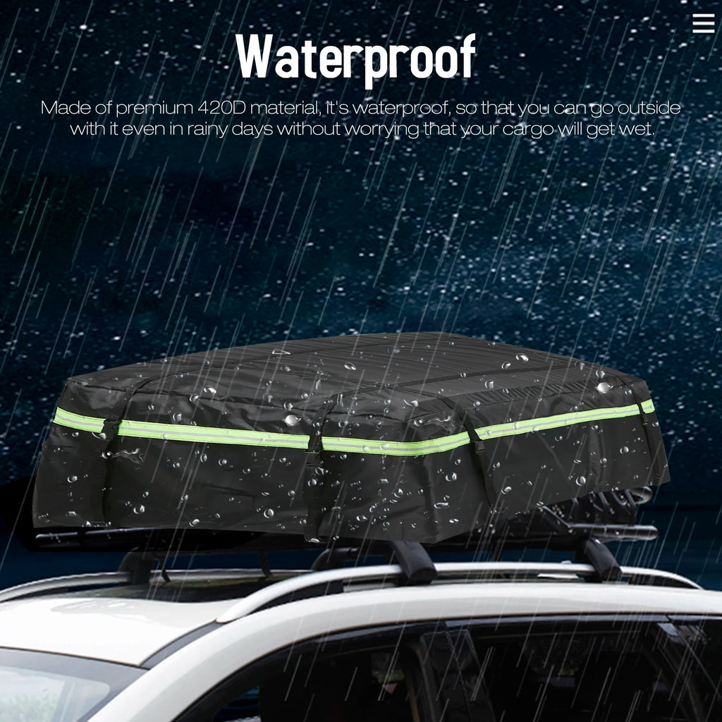 Waterproof Car Roof Cargo Bag 135L Travel Luggage Carrier Storage Cube with Reflective Strip Camping Bag Black 135×80×45cm