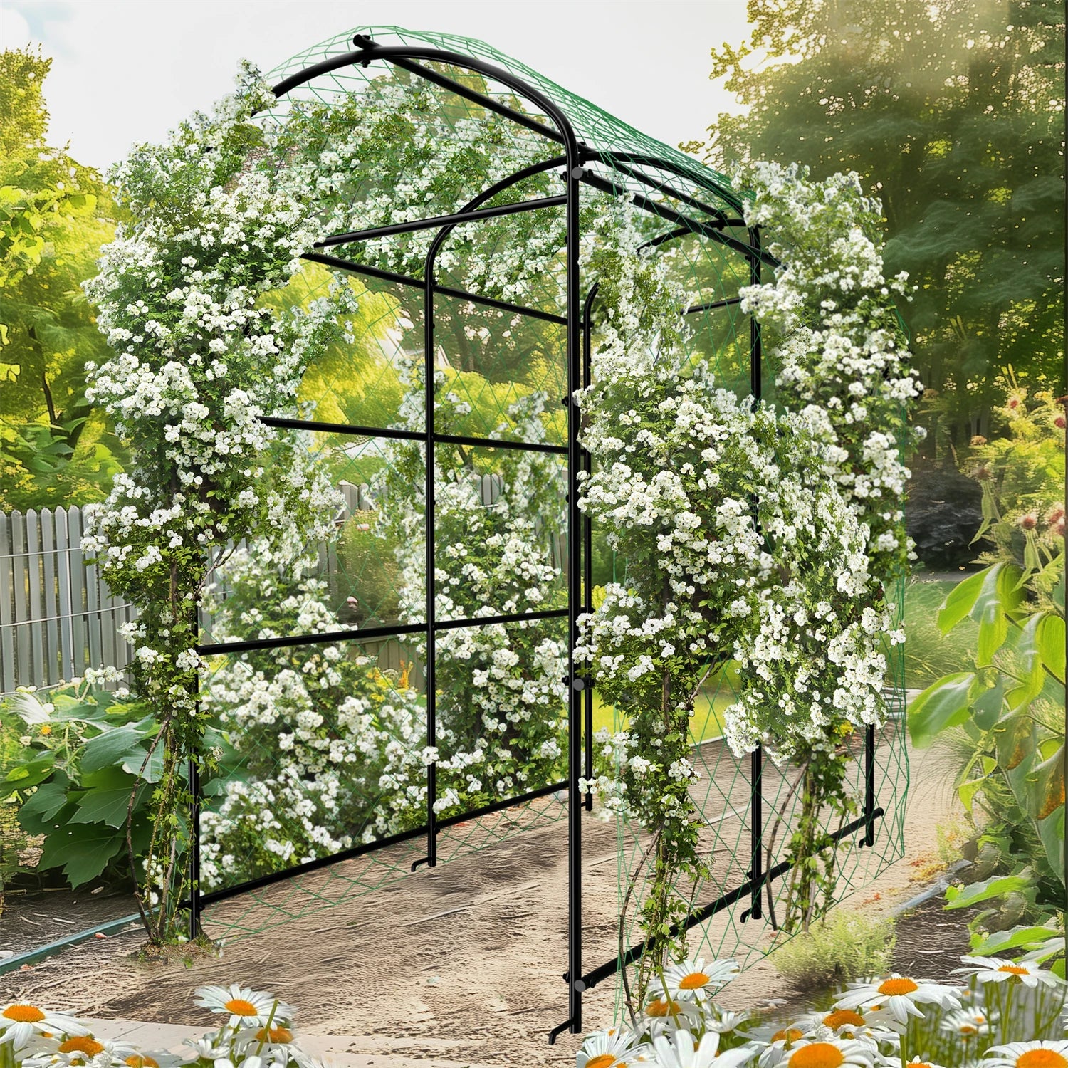 U-Frame Garden Trellis Climbing Plant Trellis Vine Support Freestanding Black & Green 105 × 162 × 160 cm