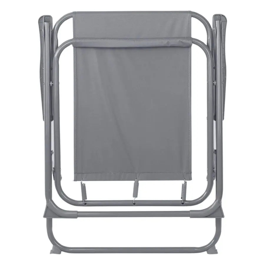 Folding Deck Chairs Pack of 2 Grey Metal Outdoor Patio Seats Lightweight Portable For Beach, Picnic, Garden, Camping Gray 53x78.5cm