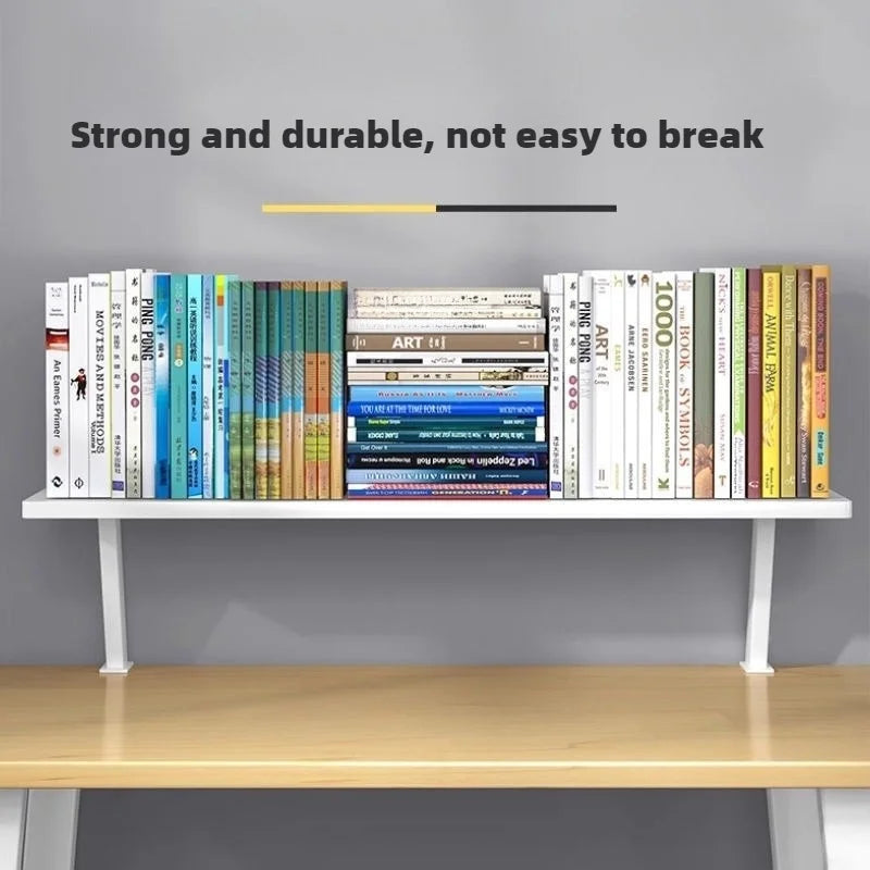 Multifunction Desk Organizer Metal U-Clamp Wooden Storage Rack Office Study Reading Computer Desk Shelf White 40×20×20cm