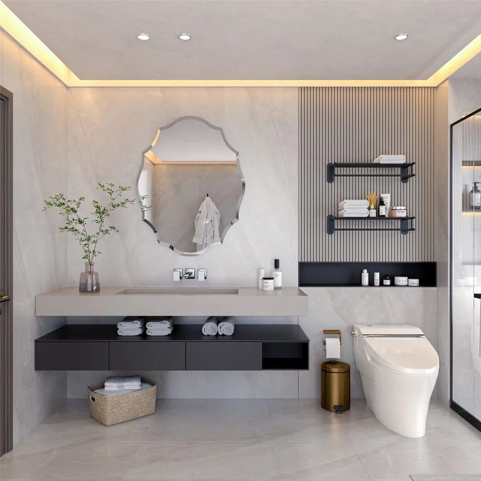 Frameless Wall Mirror 63.5x81.5cm Silver Beveled Edge Decorative HD Vanity Mirror Home