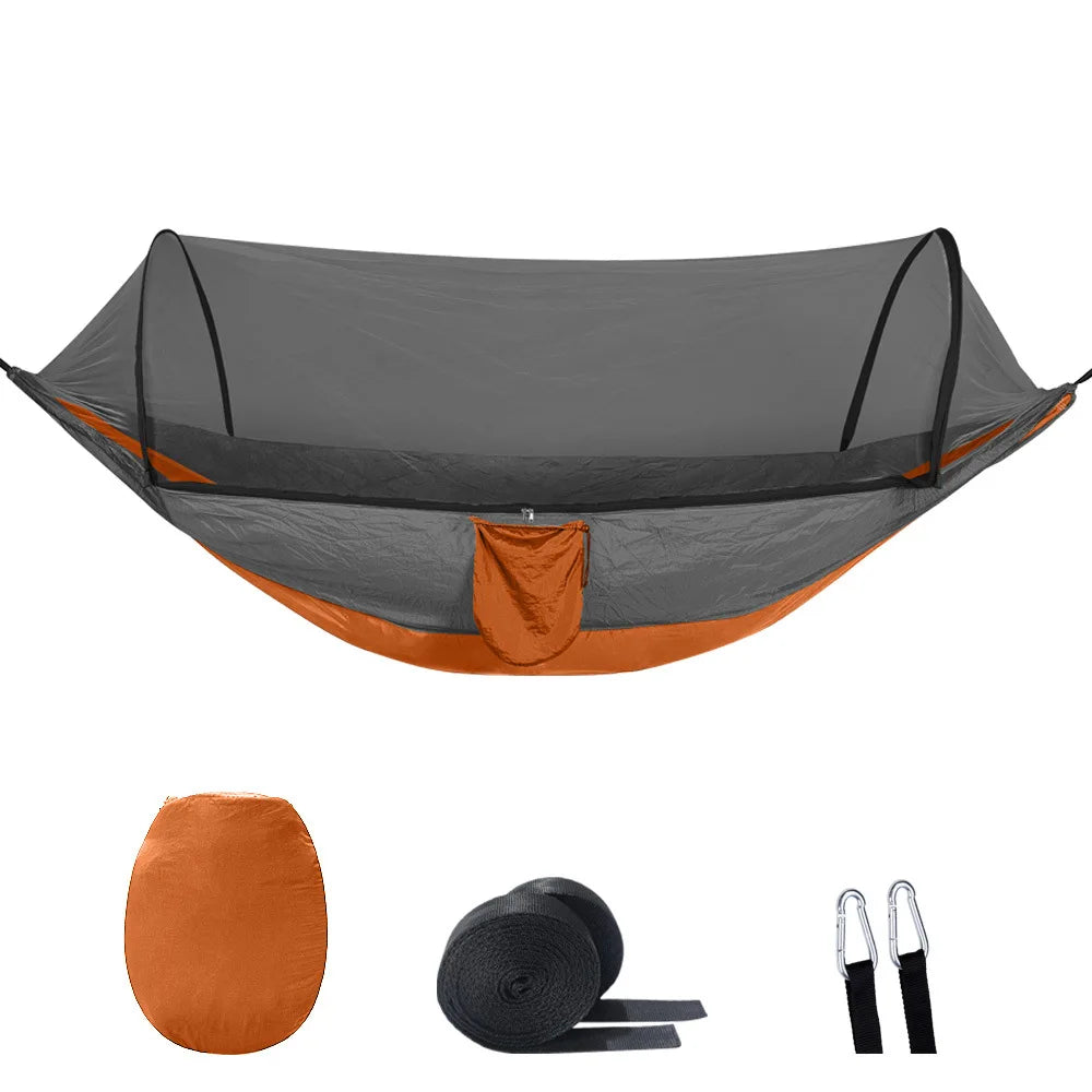 Camping Hammock with Mosquito Net Orange Ultralight 210T Parachute Nylon 720g
