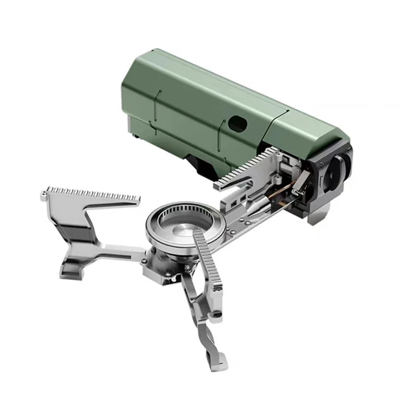 Portable Camping Cassette Gas Stove 2670W Folding Outdoor Cooker Burner for Hiking BBQ Travel Cooking Green