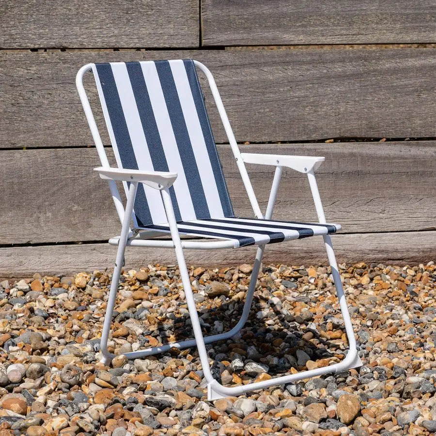 Folding Beach Chair Camp Chair Outdoor Chair for Adults Pack of 2 Blue Stripe Lightweight For Beach, Garden, Camping, Picnic 53 x78.5cm