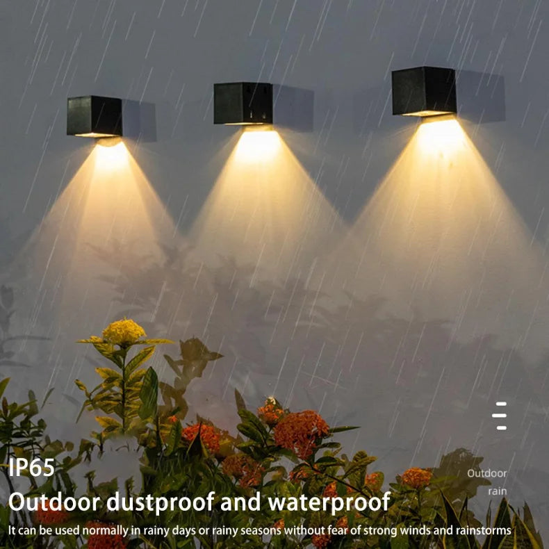 Solar Wall Light LED Outdoor Garden Fence Lamp Waterproof Square Courtyard Decorative Light 8x8cm
