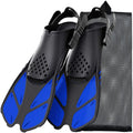 Adjustable Snorkel Fins Short Silicone Swimming Flippers Open Heel Scuba Diving Shoes Adult Men Women Blue