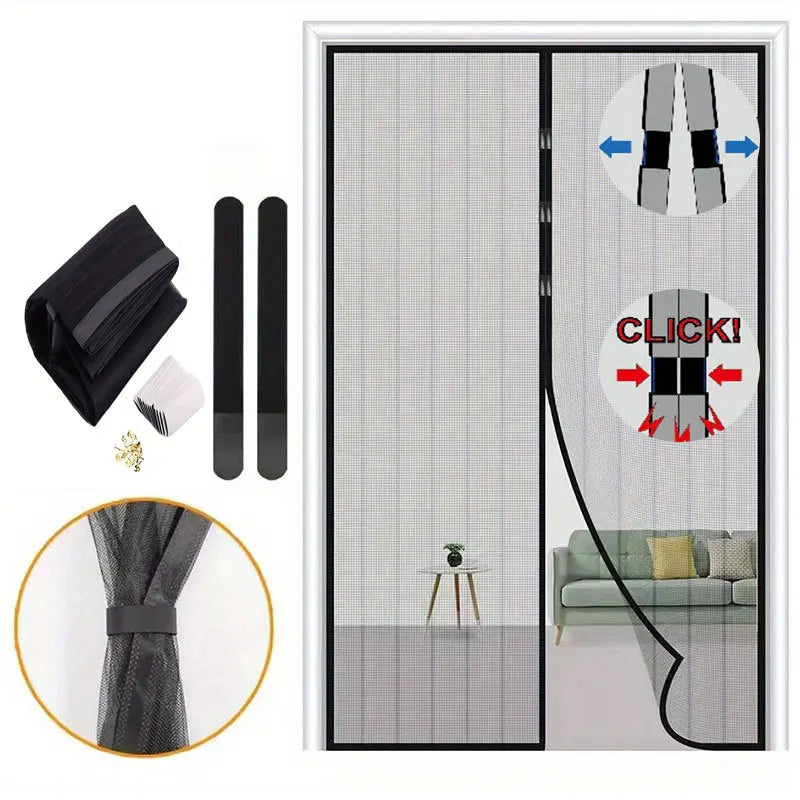 Door Curtain Fly Screen Door Hands-Free Self-Closing Anti-Bug Insect Indoor 120x210cm
