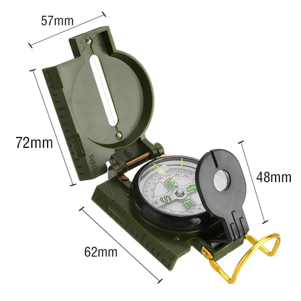 Waterproof High Precision Compass Outdoor Navigation Tool Hiking Mountaineering Military Style Metal Sight Compass 6.2×5.7×7.2cm