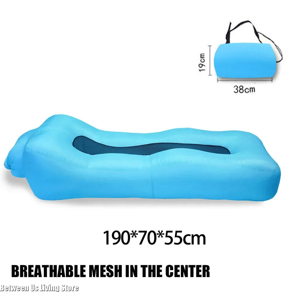 Inflatable Sofa Bed Extra Wide 190 x 70 cm Non-Roll Design for Beach & Garden