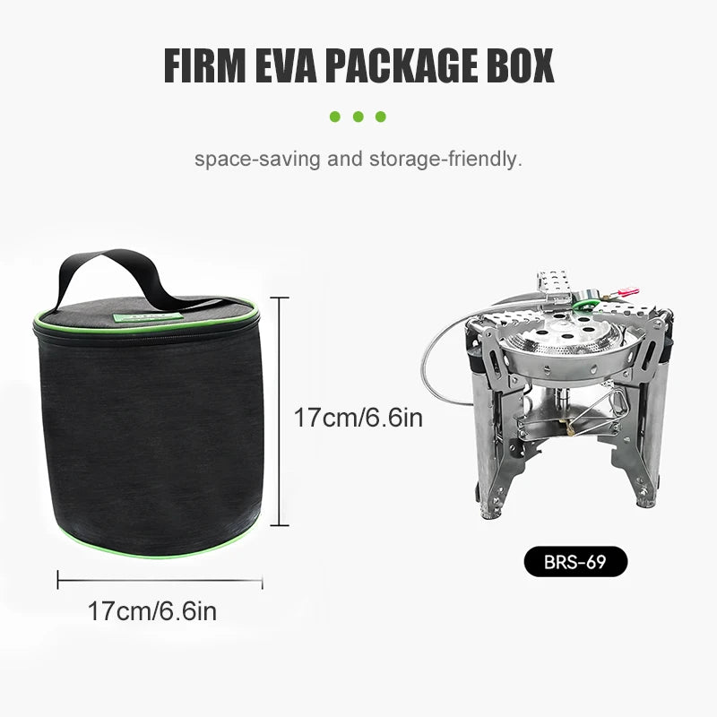 4360W High Power Outdoor Gas Stove Adjustable Height Foldable Camping Burner Windproof Cooker Silver 17 × 17cm
