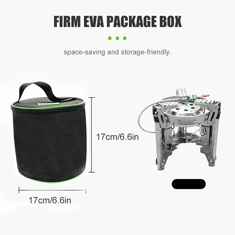 4360W High Power Outdoor Gas Stove Adjustable Height Foldable Camping Burner Windproof Cooker Silver 17 × 17cm