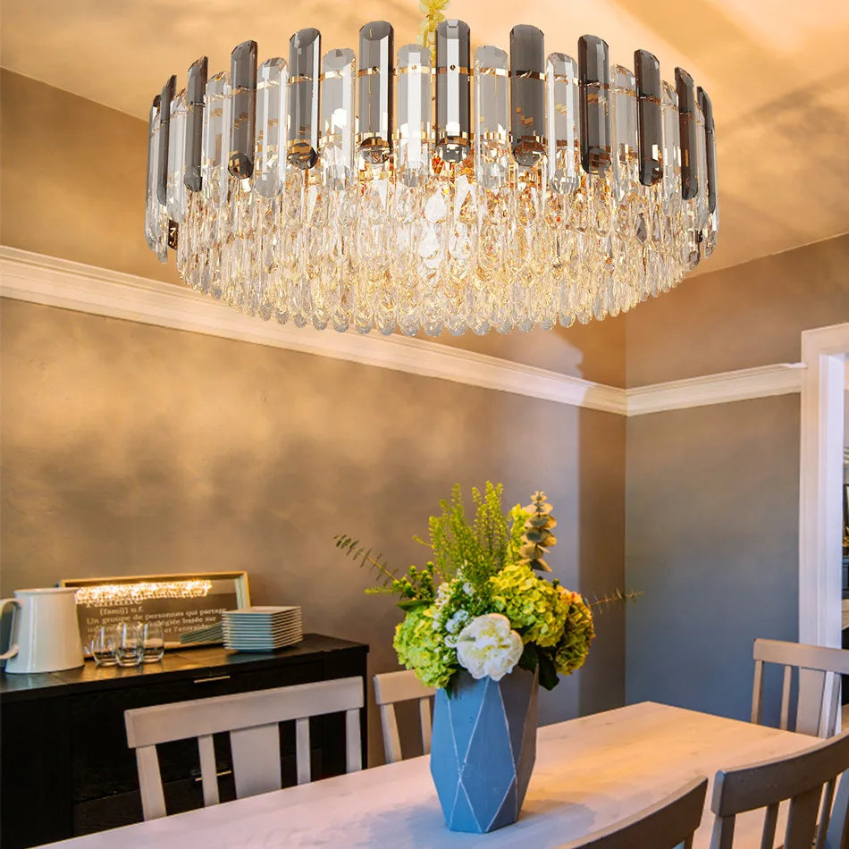 Chandelier Crystal Raindrop Pendant Light 3 Color Modes 40x28cm