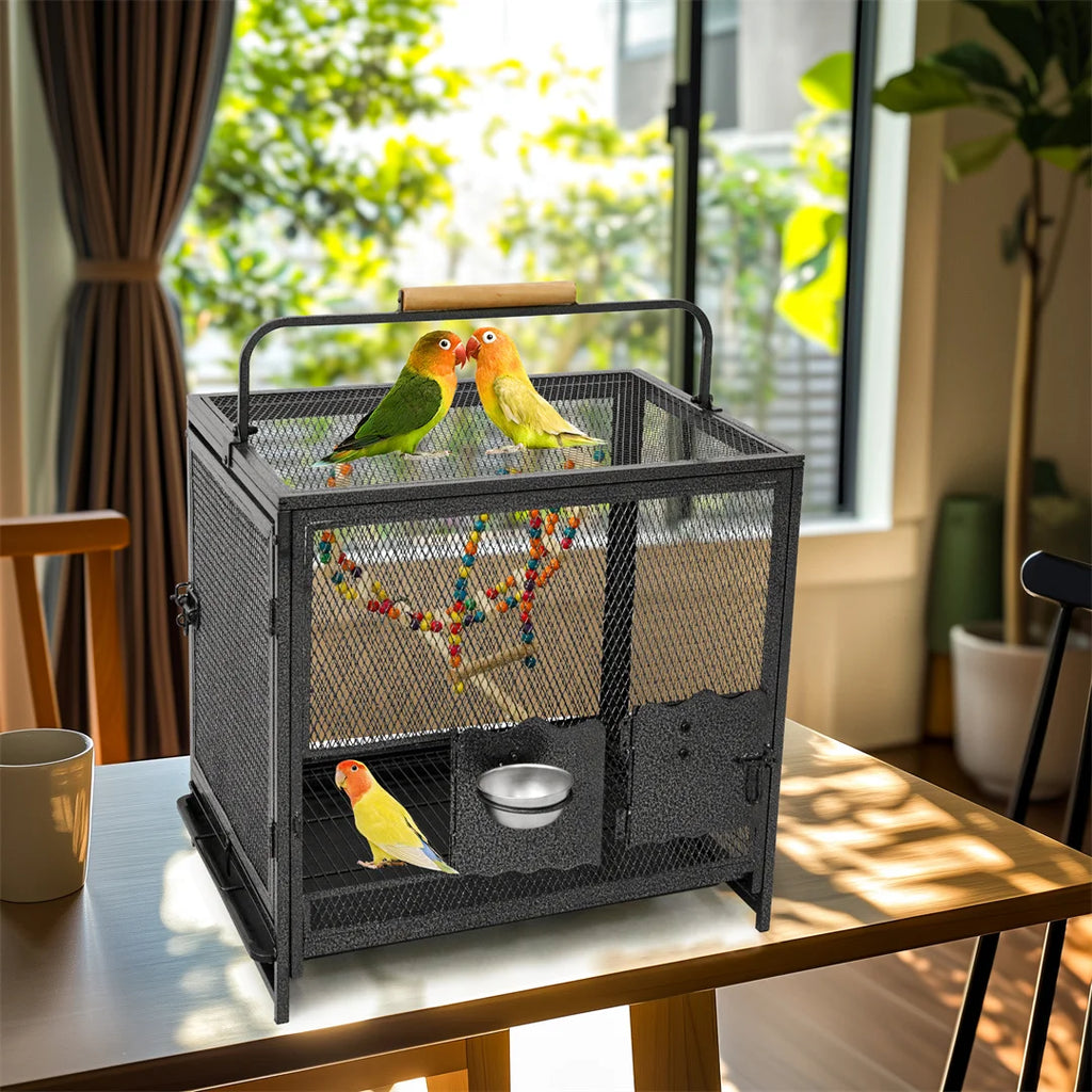 Bird Cage Large Metal Birdcage 58x46x56cm Indoor Pet Cage with Tray & Perches