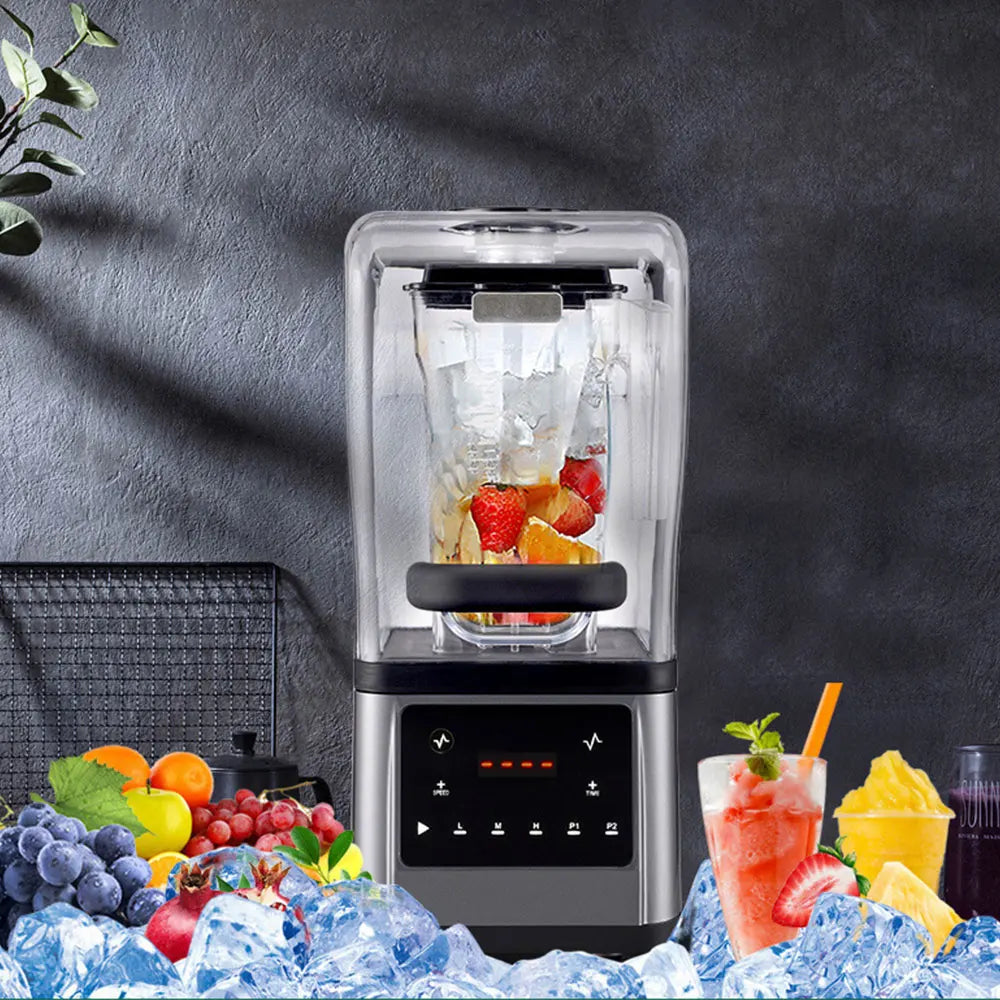 Electric Blender with Sound Cover Silent Smoothie Juicer Ice Crusher 220V Household Fruit Blender 56 × 24cm