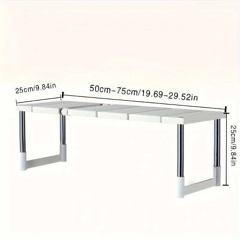 Adjustable Under Sink Storage Rack Expandable Kitchen Bathroom Cabinet Organizer Space Saving Multi Layer Shelf Single Layer