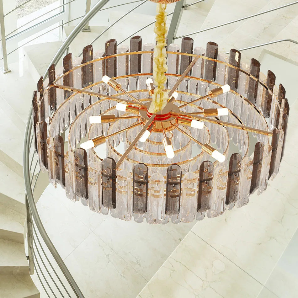 Chandelier Crystal Raindrop Pendant Light 3 Colour Modes 60x28cm