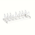 Expandable Kitchen Cabinet Pot Organizer Rack Adjustable Divider Storage Shelf for Pots Pans Cookware Organizer White