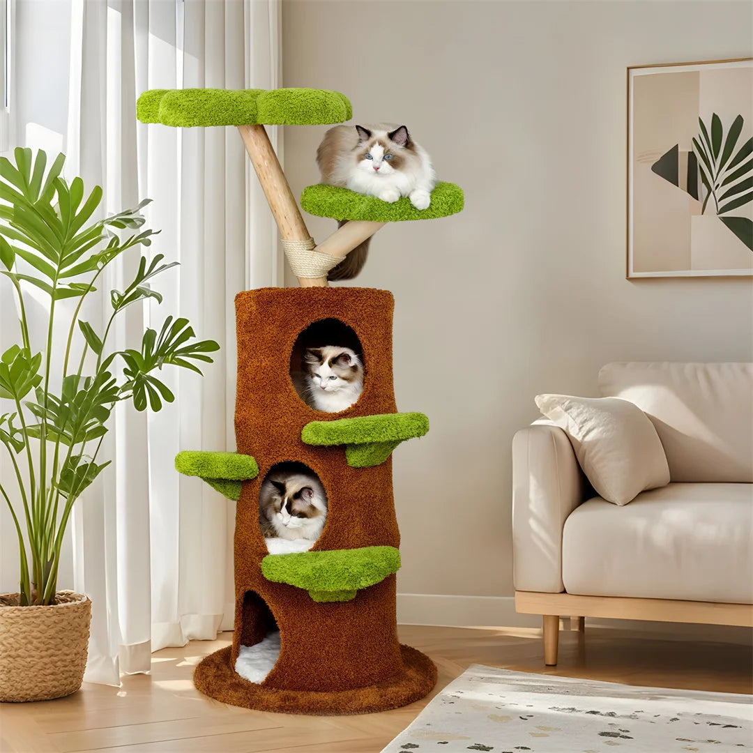 Indoor Cat Tower Tree 56 Tall Multi Level Vertical Cat Tree Activity Tower for Multi cat Households Cat