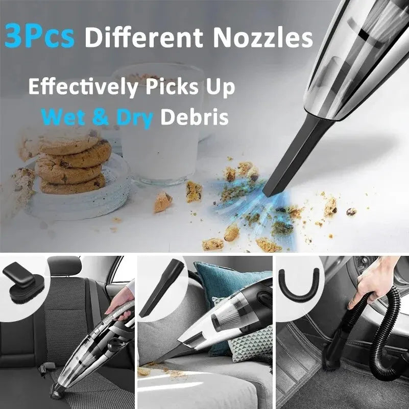 Cordless Handheld Vacuum Cleaner Powerful Cyclone Suction Rechargeable Car Home Cleaner Quick Charge Pet Hair Black
