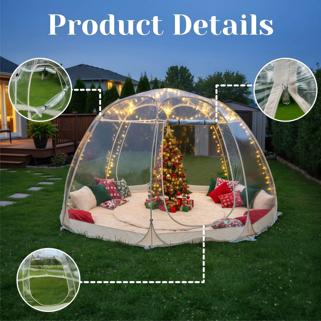 Pop Up Bubble Tent 180x180x165cm Weatherproof Outdoor Screen House Camping Pod Patio Shelter Beige