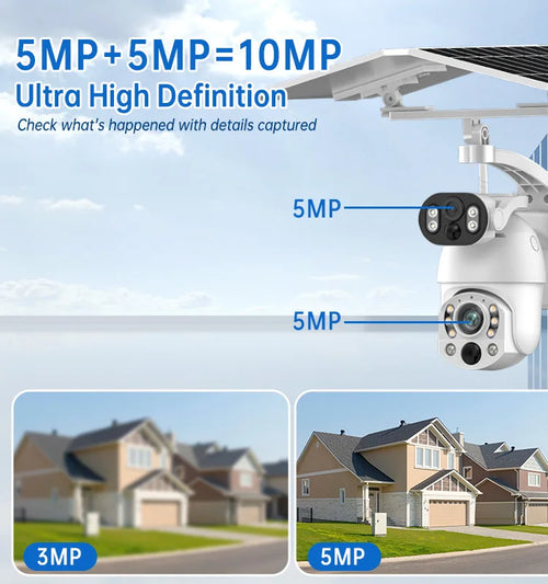10MP Binocular Zoom 50X Wireless Solar Camera 4G Camera Night Vision HD Monitor IP65 Voice Intercom Working Temperature -20~60