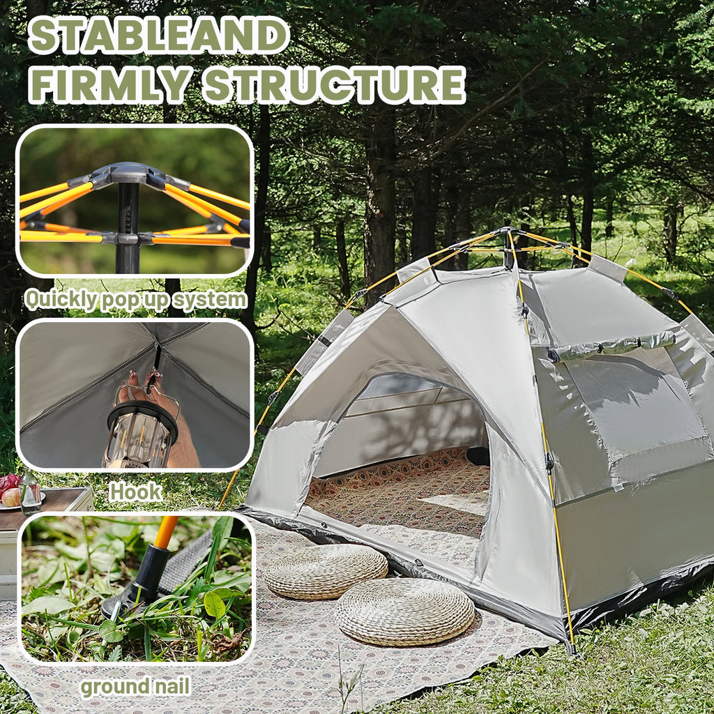 Pop Up Tents For Camping 2-3 Person Camping Tents Family Camping Tents Lightweight Camping Tents Easy To Install Simple Tents White 210x150x125cm