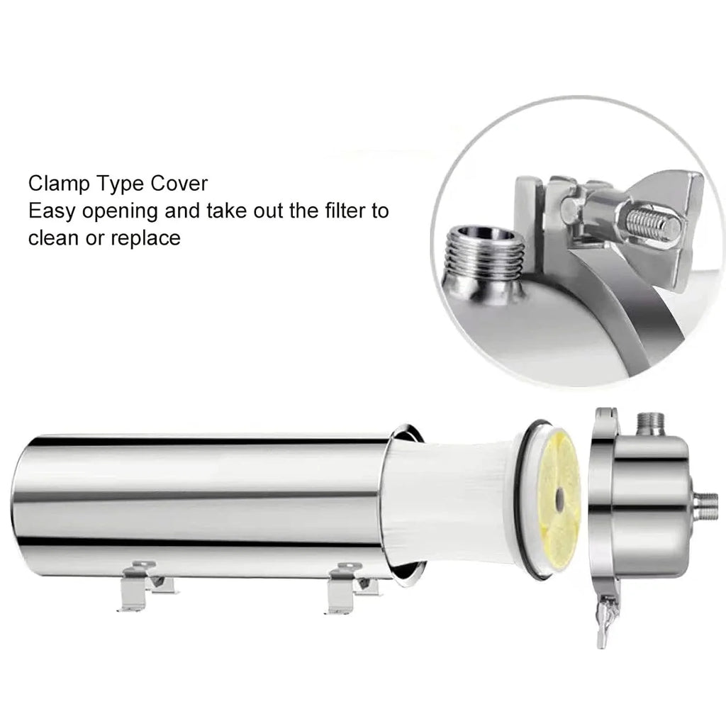 Whole House UF Water Purifier 1500L High Flow 0.01μm Stainless Steel Filter for DN20 Pipe 36.5 x 8.9cm