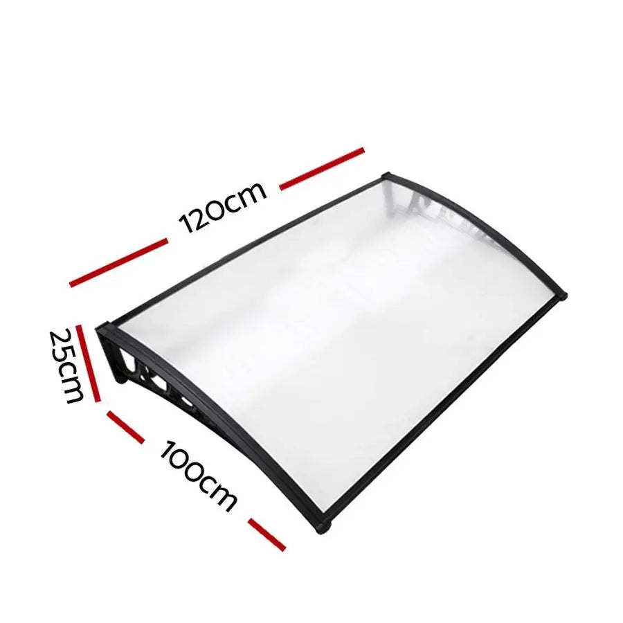 Transparant Window & Door Awning Window Door canopy 1 m x 1.2 m Weatherproof For Patio, Garden, Balcony, Porch