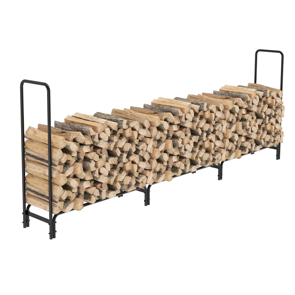 Firewood Rack Heavy Duty Metal Log Holder Outdoor Wood Storage 232.7x34.8x117.8cm Black