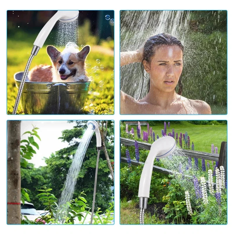Portable Camping Shower USB Rechargeable Electric Shower Pump Outdoor Car Wash Garden Pet Cleaning Shower Head