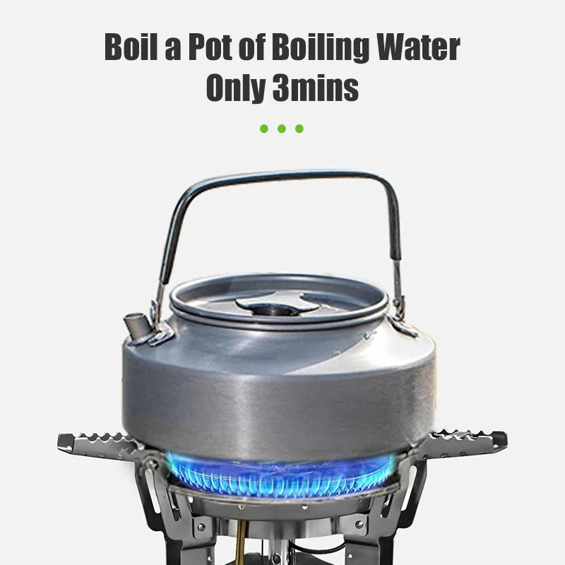 4360W High Power Outdoor Gas Stove Adjustable Height Foldable Camping Burner Windproof Cooker Silver 17 × 17cm