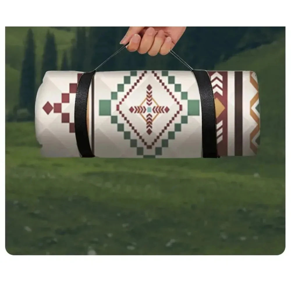 Waterproof Picnic Blanket Large Beach Mat Outdoor Camping Ground Blanket with Carry Handle 200 × 200cm