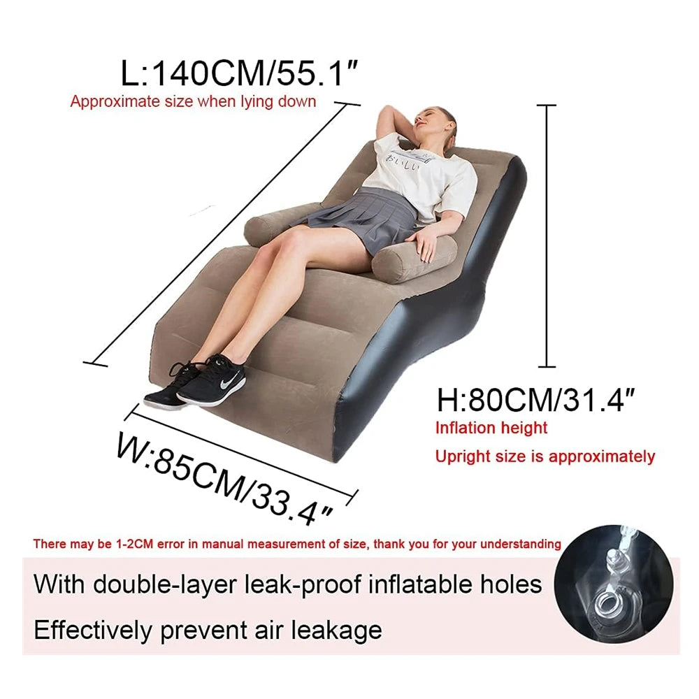 Inflatable Folding Lazy Sofa Lounge Chair Coffee 140 x 85 x 80 cm