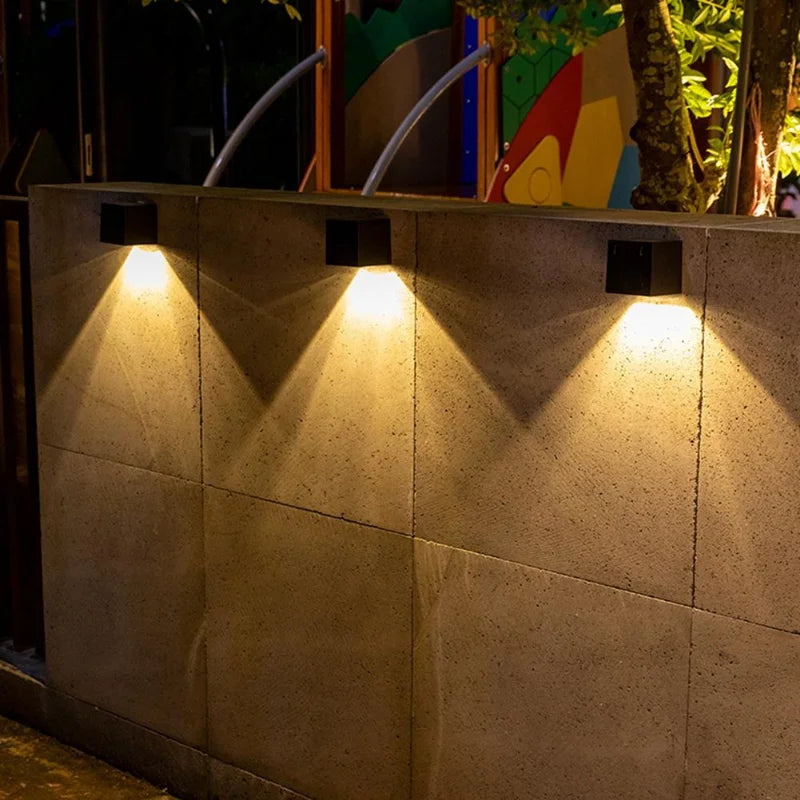 Solar Wall Light LED Outdoor Garden Fence Lamp Waterproof Square Courtyard Decorative Light 8x8cm
