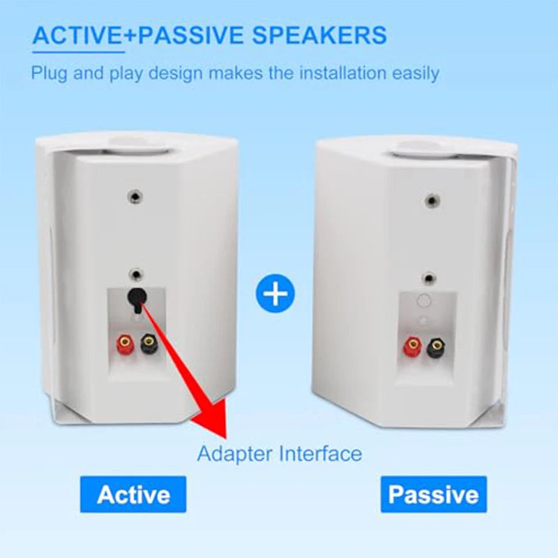 Outdoor Bluetooth Speaker 300W Waterproof Wall Mount Audio System All-Weather White 24.3x18.5x16.7cm