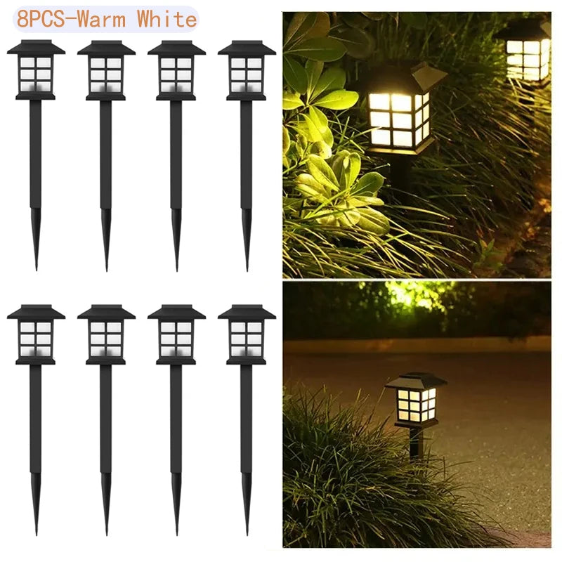 Solar Pathway Lights 8 Pack Waterproof LED Garden Lawn Lights for Walkway Driveway Patio Landscape Warm White