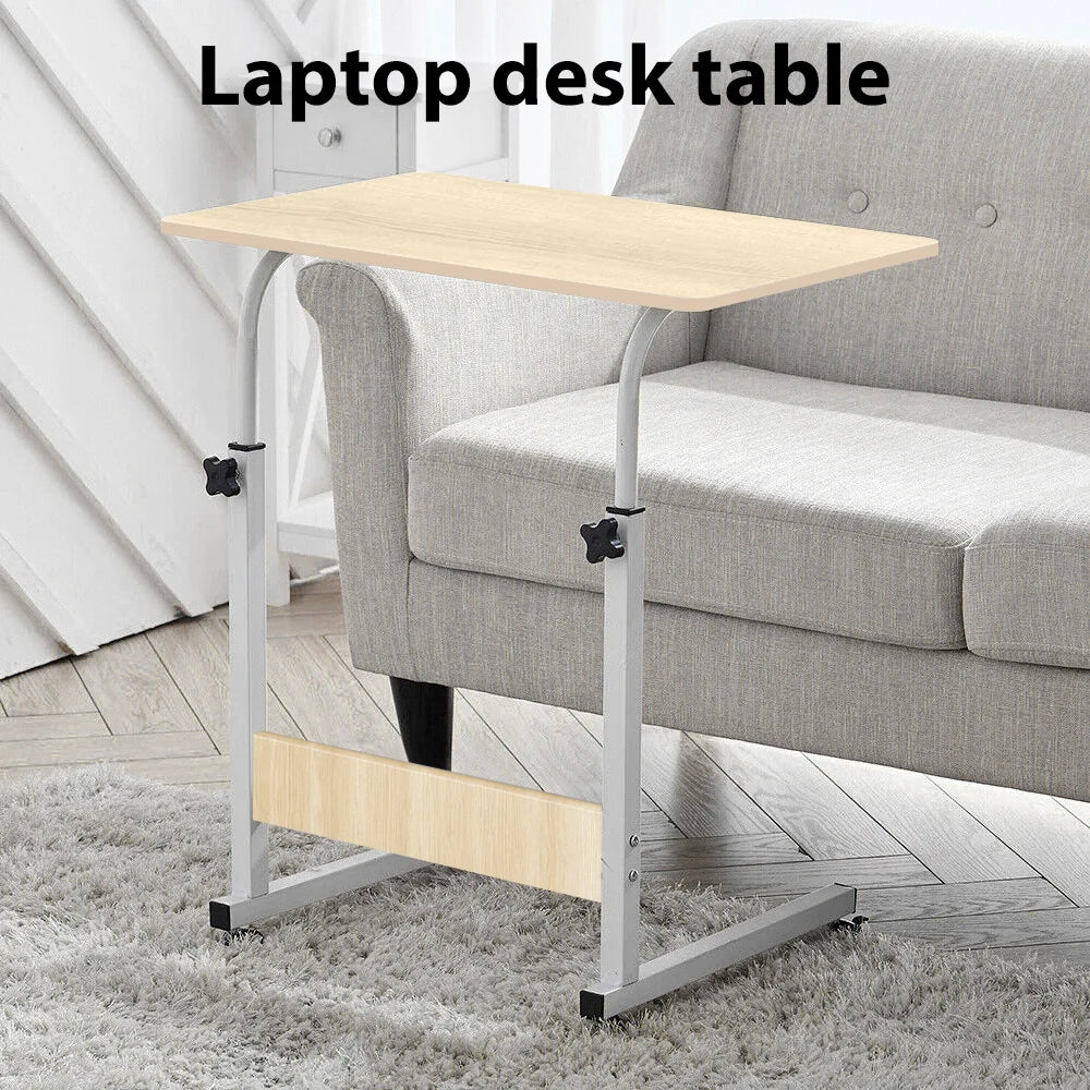 Standing Desk Portable Small Wooden Laptop Table with Wheels for Home Office Bedside Study Use light wood grain 60x40x67-88cm Height Adjustable
