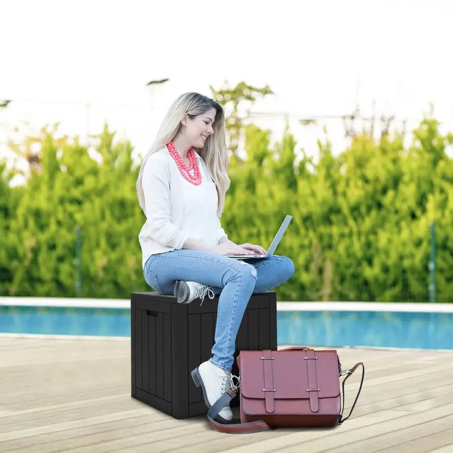 Storage Box 118L Indoor Outdoor with Lockable Lid Weather Resistant Patio, Garden, Tools and Cushion Storage Black 53x43x56cm
