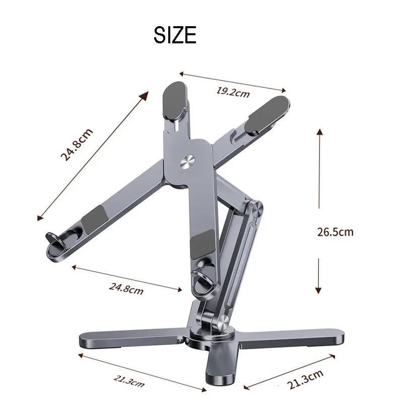 Foldable Laptop Stand 360° Rotation Adjustable Aluminum Alloy X Type Bracket Portable Holder for 25.4-43cm Laptops Gray