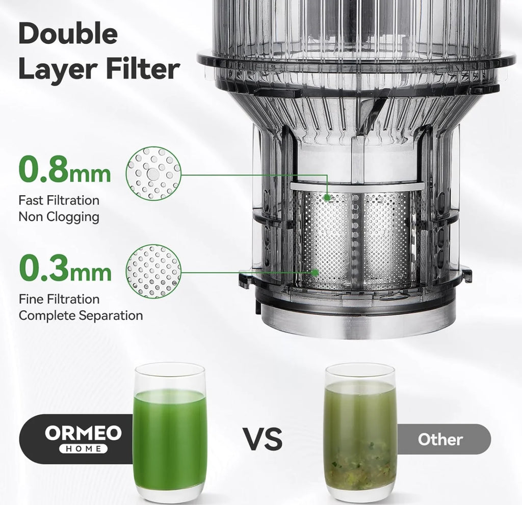 Stylish Spiral Slow Juicer Masticating Cold Press Juice Extractor Automatic Pulp Ejection Fruit Vegetable Juicer Black AU 38.4×34.4×19.8cm