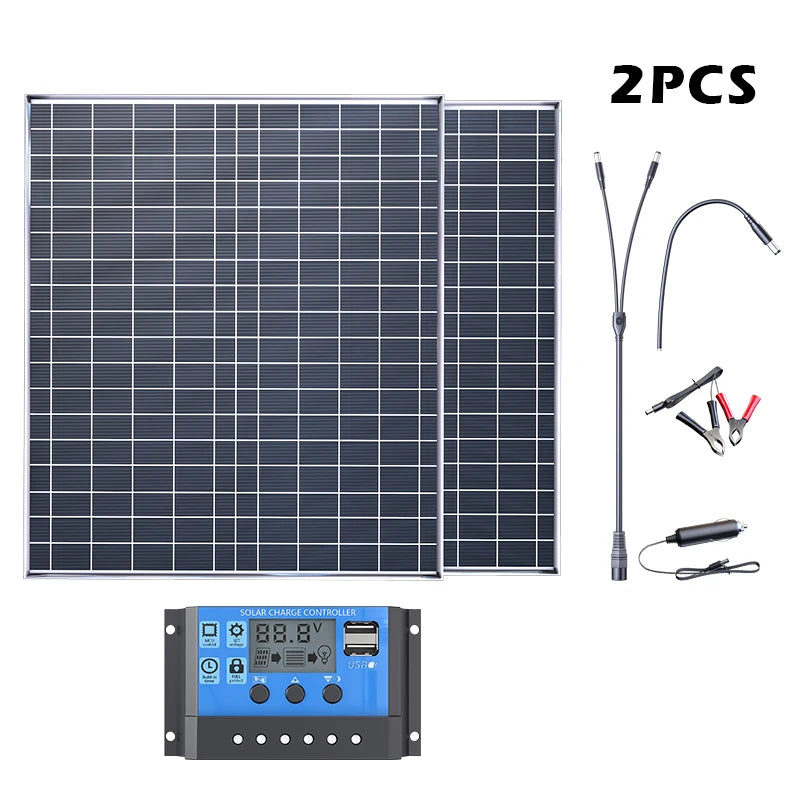 Solar Panel Kit 1000W 12V Portable Power System with 100A Charge Controller 2 Pack 39x32.5x1.8cm