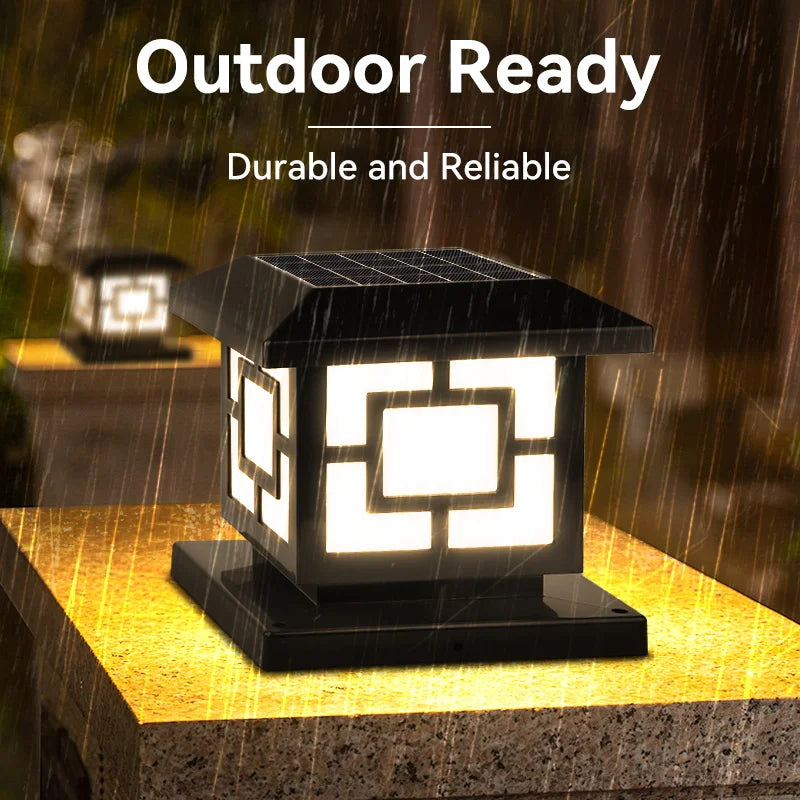 Solar LED Outdoor Landscape Pillar Lamp Waterproof Garden Light Classical Style Remote Control Type B Solar Lamp 20×20×18cm